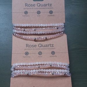 Bracelets-Friendship-2 sets- Rose Quartz Gemstone